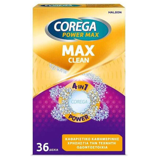 COREGA MAX CLEAN ΔΙΣΚΙΑ ΚΑΘΑΡΙΣΜΟΥ ΤΕΧΝΗΤΗΣ ΟΔΟΝΤΟΣΤΟΙΧΙΑΣ 36ΤΕΜ