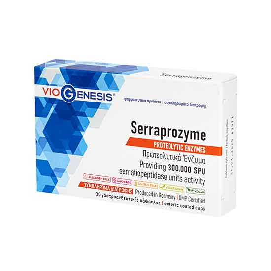 VIOGENESIS SERRAPROZYME 30 ENTERIC COATED CAPS