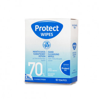 Protect Wipes Αντισηπτικά Μαντηλάκια 70 Βαθμών 10Τεμ